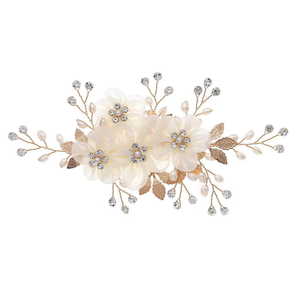Beautiful white flower handcrafted hair clip Wedding hair accessories Diamond pearl hair clip 753896048928 - COCOMELODY
